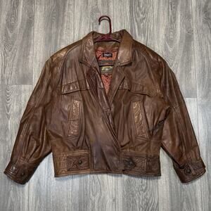 Vintage Adventure Bound Dark Brown Leather Jacket Size Large Thinsulated Heavy